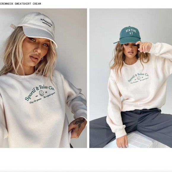 Princess Polly Tops - Princess Polly - MVP Oversized Crew Neck Sweatshirt - Cream - Size 0